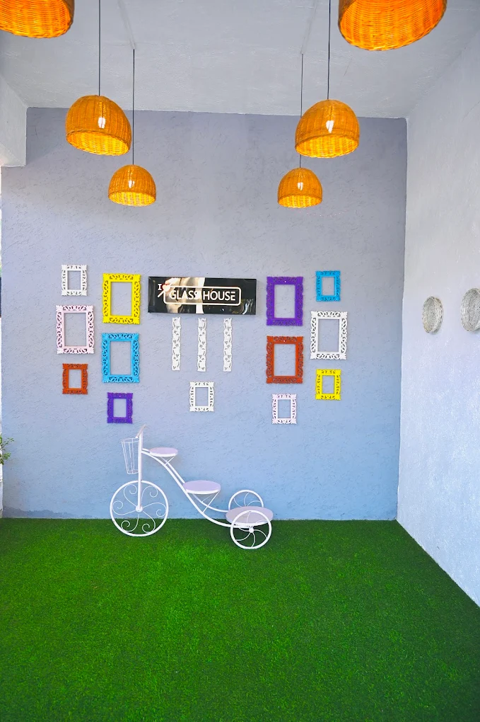 Decorated frame wall at the villa